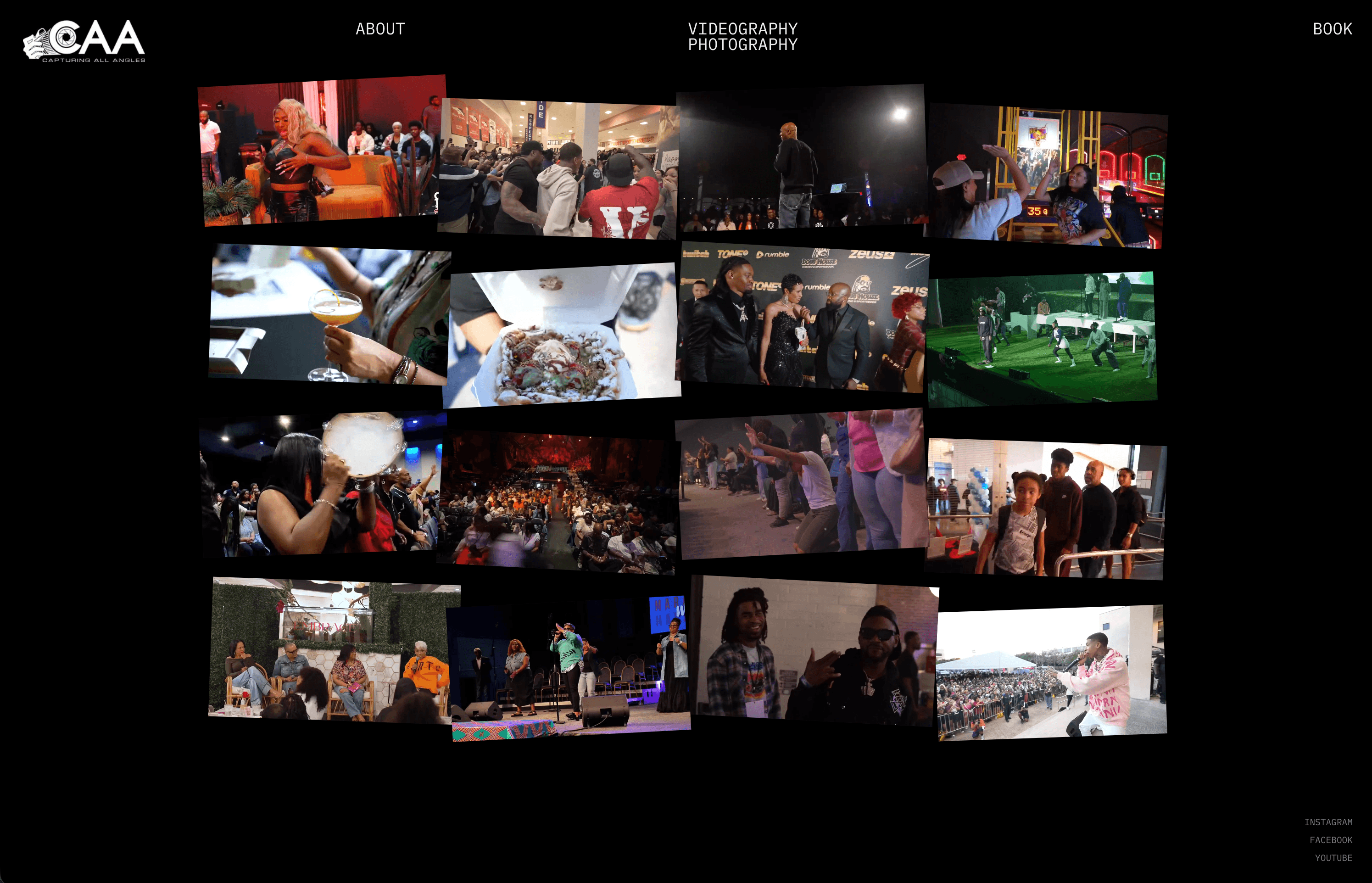 Capturing All Angles website homepage — Houston photography and videography studio site by Web Marketing Solutions