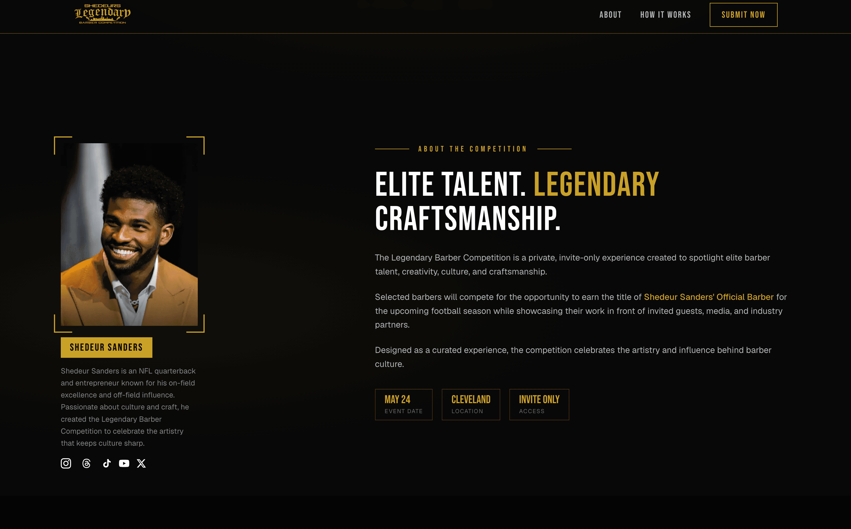 Shedeur's Legendary Barber Competition event website — custom web development by a Houston digital agency